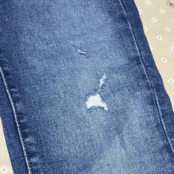 ZARA Jeans Womens 6 Blue Skinny Distressed Raw Hem Frayed Ankle Medium Wash - Picture 10 of 12